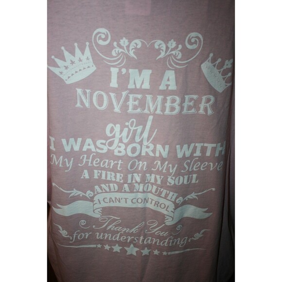 WOMEN'S "NOVEMBER GIRL" T-SHIRT PINK SS SZ PLUS 2XL NEW LADIES - Picture 3 of 5
